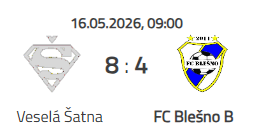 Veselá Šatna : FC Blešno B  8 : 4 (5:2)